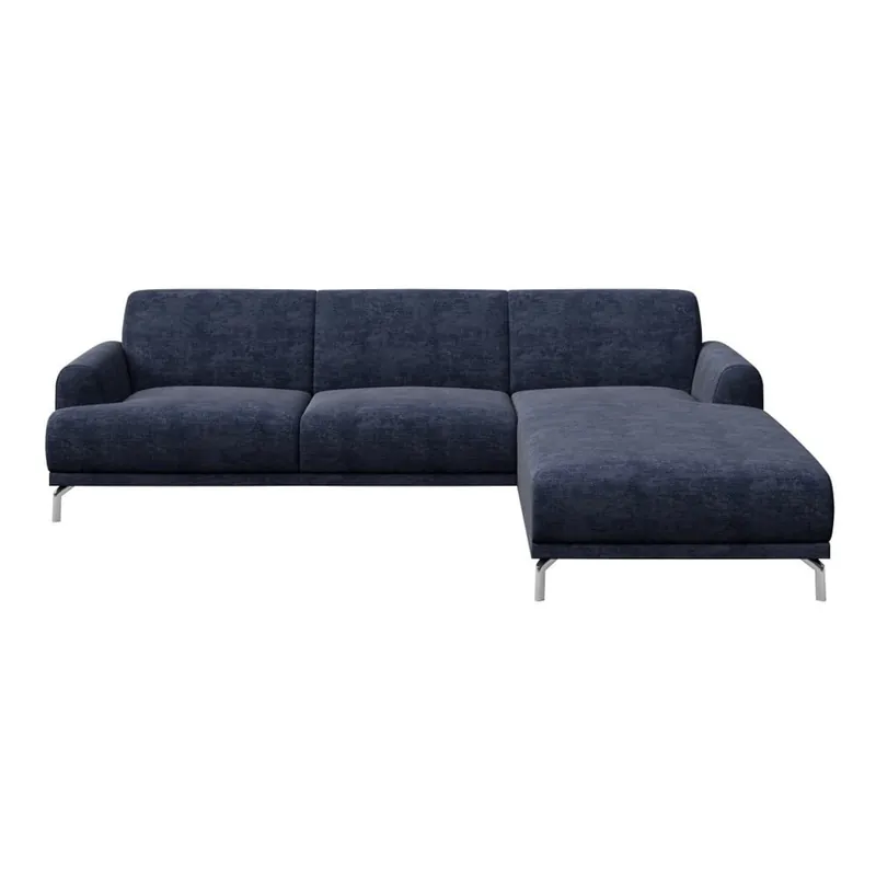 Niebieska sofa narożna MESONICA Puzo, prawy róg Bonami Obniżka ceny