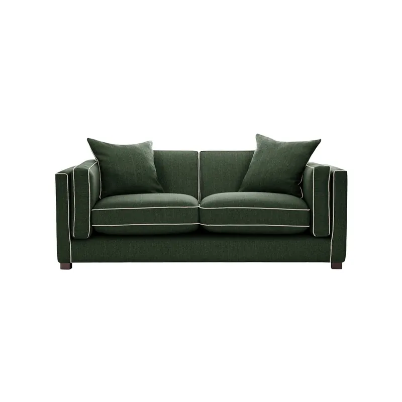 Wyprzedaż Ciemnozielona sofa 2-osobowa z kremowym wykończeniem Rodier Organdi Bonami