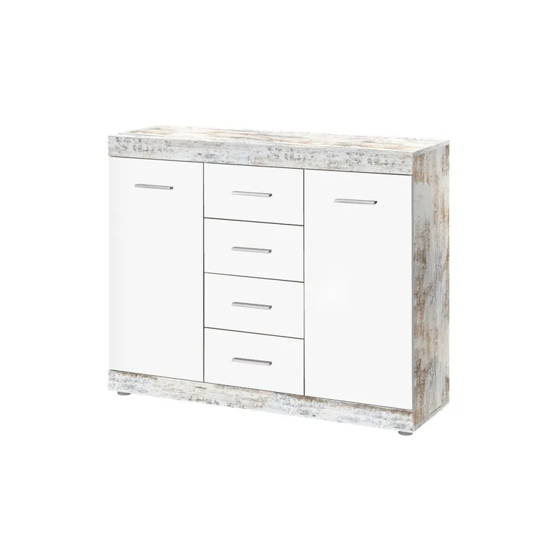 Biała komoda 2-drzwiowa z 4 szufladami Intertrade Gamma Bonami Oferta limitowana