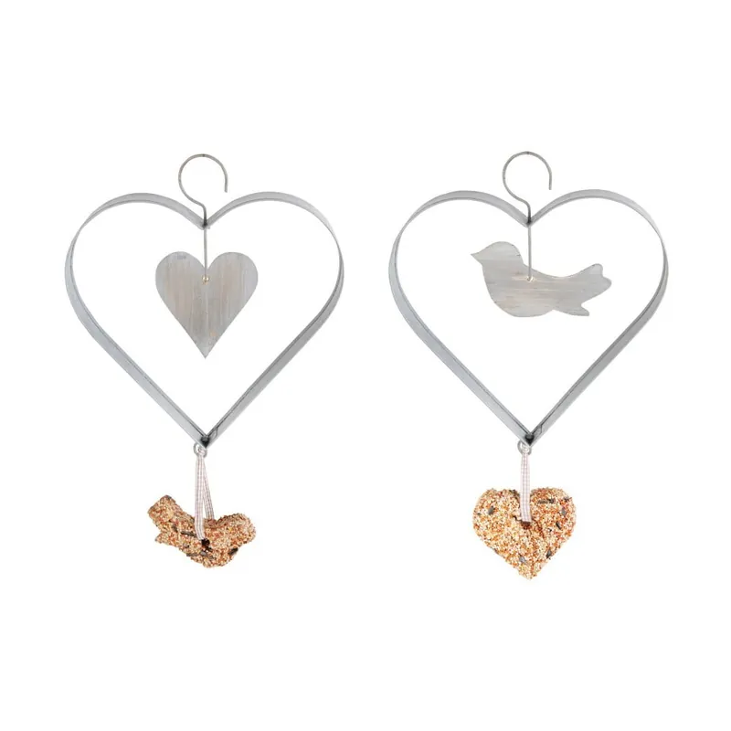 Zniżka Zestaw 2 cynkowych karmników Esschert Design Heart, wys. 23,5 cm Bonami
