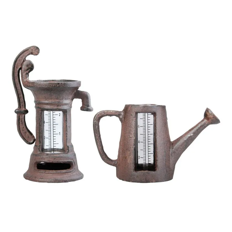 Dodaj do koszyka Zestaw 2 żeliwnych deszczomierzy w kształcie pompy i konewki Esschert Design Bonami