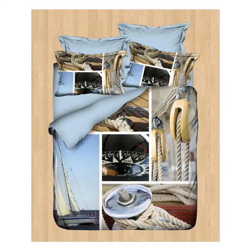 Pościel dwuosobowa z prześcieradłem Sail, 200x220 cm Bonami Obniżka ceny