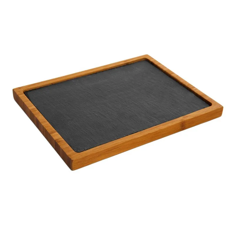 Taca do serwowania z łupku i bambusu Bambum Henta, 17x22 cm Bonami Bezpieczna płatność