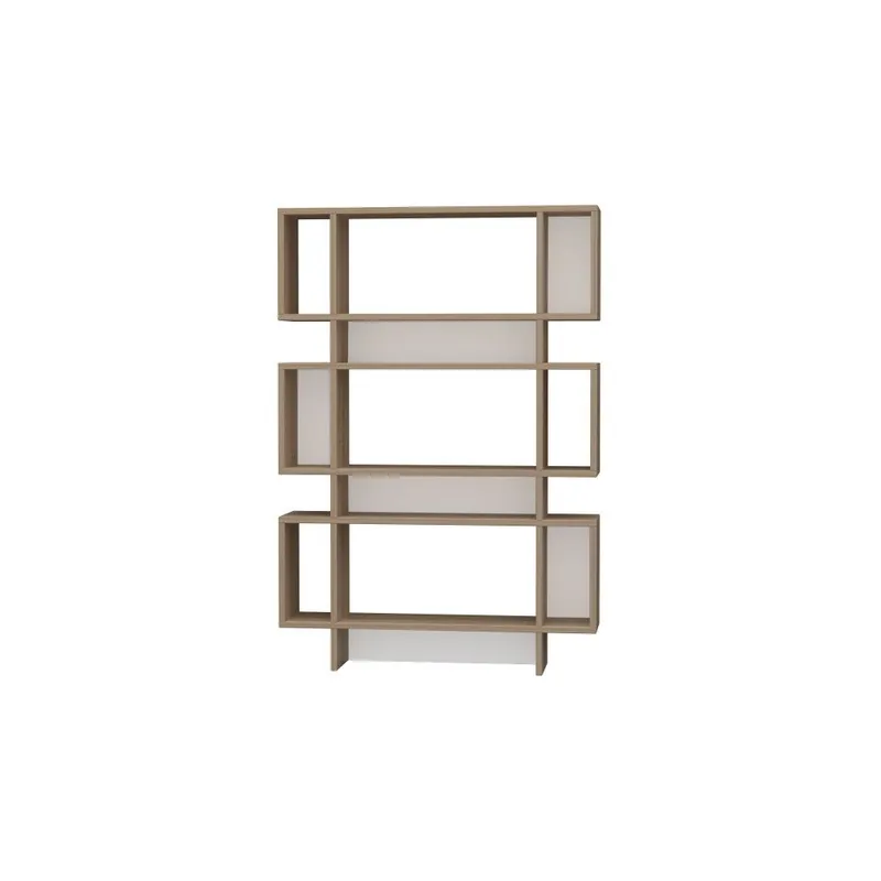Wyjątkowa oferta Brązowo-biała biblioteczka Mobito Design Poligo Bonami