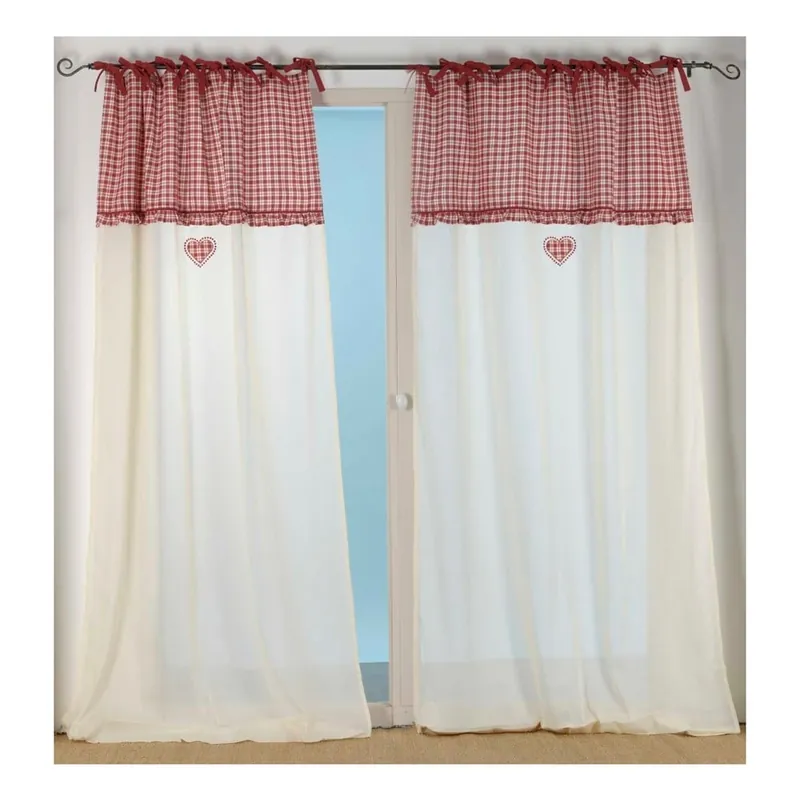 Oferta Czerwono-biała zasłona Amadeus Country, 140x300 cm Bonami