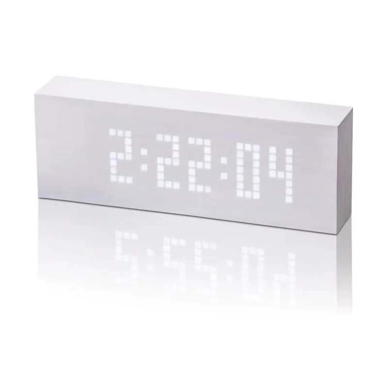 Ostatnie sztuki Biały budzik z białym wyświetlaczem LED Gingko Message Click Clock Bonami