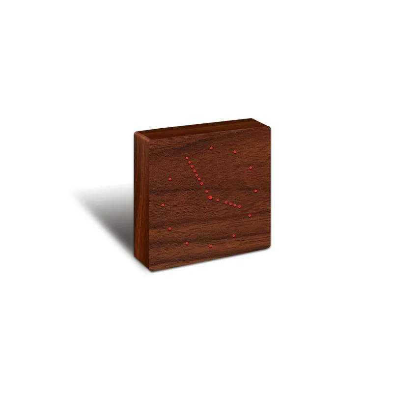 Brązowy budzik z czerwonym wyświetlaczem LED Gingko Analogue Click Clock Bonami Ograniczona ilość
