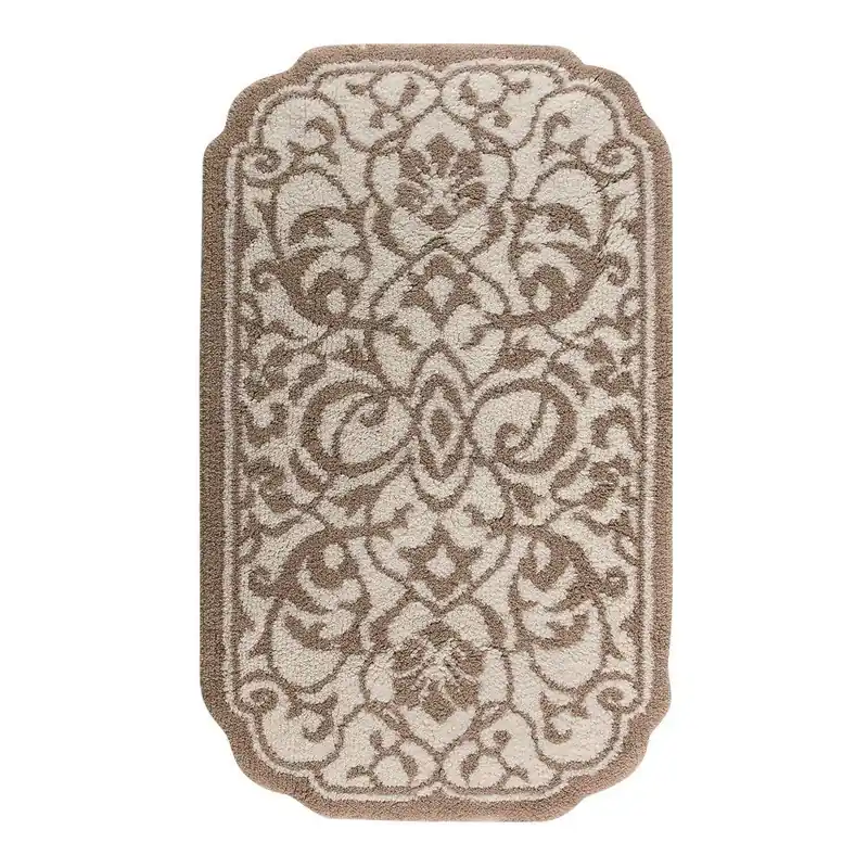 Premium Brązowy dywanik łazienkowy Graccioza Damask, 60x100 cm Bonami