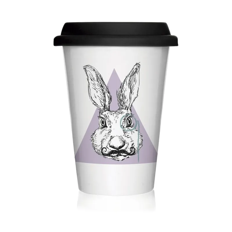 Porcelanowy kubek na cesty We Love Home Hipster Rabbit, 400 ml Bonami Hit cenowy