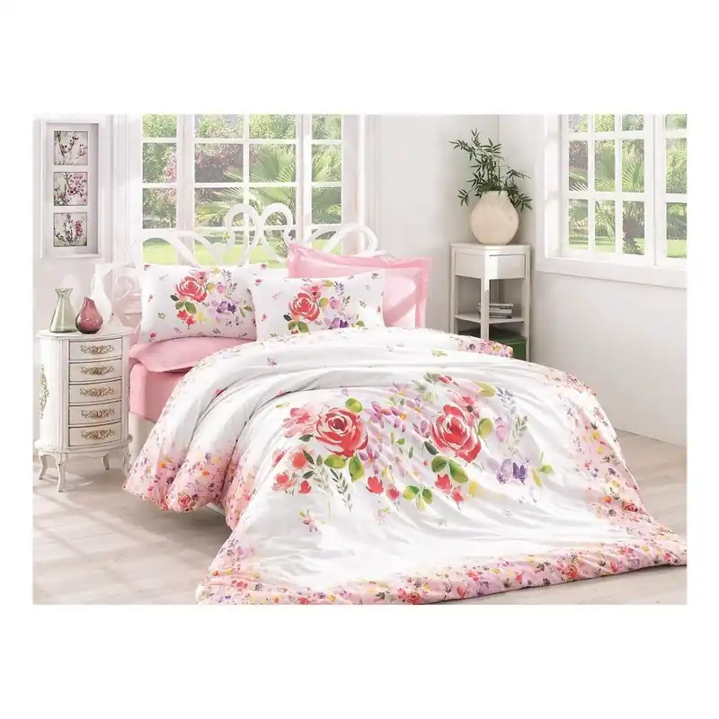 Bawełniana pościel dwuosobowa z prześcieradłem Helya Powder, 200x220 cm Bonami Popularny