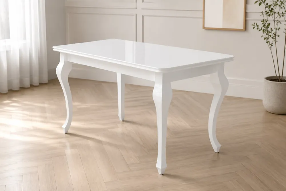 Elegancki stół rozkładany MERSO LK biały połysk 140–190 cm – nogi w II gatunku Kup teraz