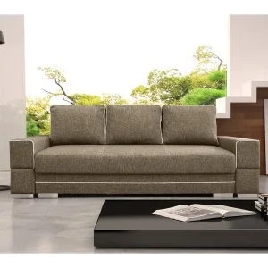 Beżowa, rozkładana sofa z pojemnikiem na pościel Samanta A Tani