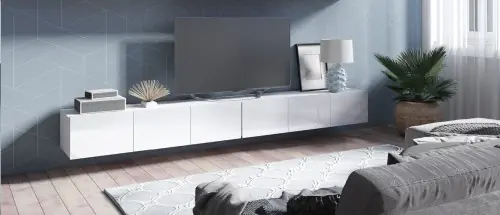 Zniżka Szafka RTV 300cm Calabrini biały połysk