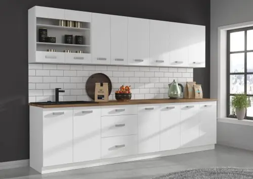 Zestaw mebli kuchennych Eko White 300 cm 8 szafek Szybka dostawa