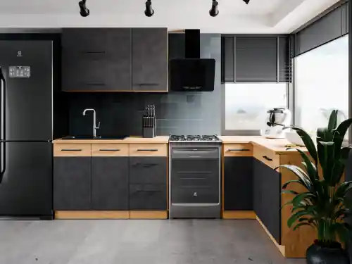 Zestaw mebli kuchennych Vigo matera 210x150cm 6 szafek Sprawdź teraz