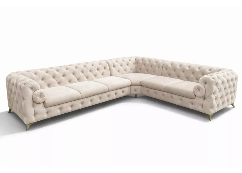 Tapicerowany narożnik Chesterfield Moet z wałkiem Szybka wysyłka