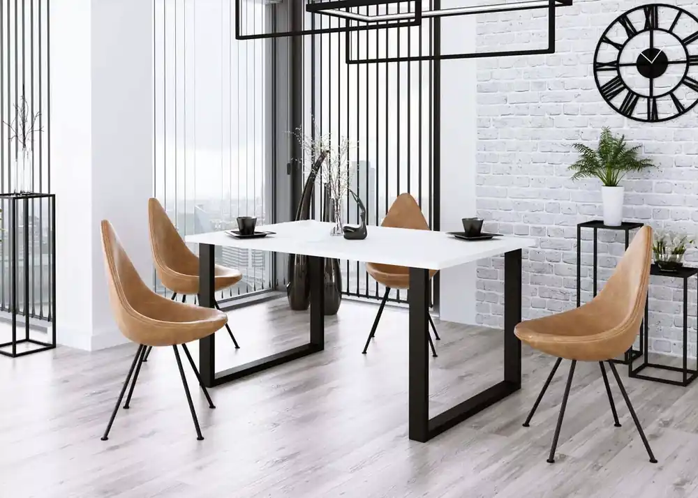Prostokątny stół Imper industrialny – stół z metalowym stelażem i blatem laminowanym 28 mm, dąb artisan / lancelot / biały Sprawdź teraz