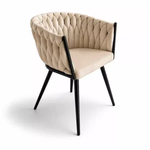(Wyprzedaż) Krzesło przeplatane Diamont, beżowy welur Oferta