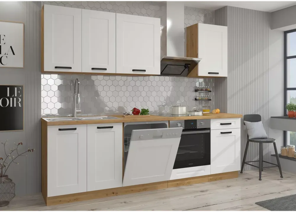 Solidne meble kuchenne Holly IV z systemem cichego domykania drzwi i szuflad Oferta
