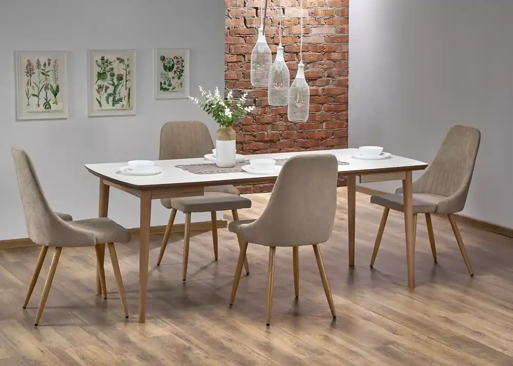 Biały stół rozkładany Barr 90–190 cm MDF – nowoczesny, lite drewno bukowe, kompaktowy Wyjątkowa oferta