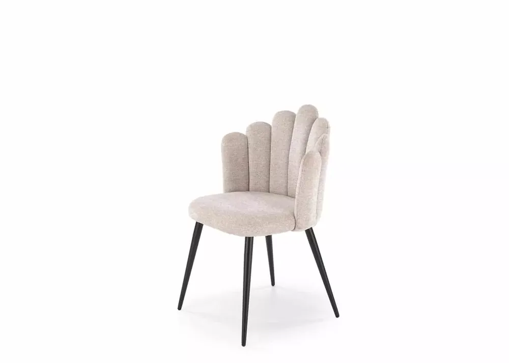 Oferta limitowana Eleganckie tapicerowane krzesło Glixi z oparciem inspirowanym muszlą