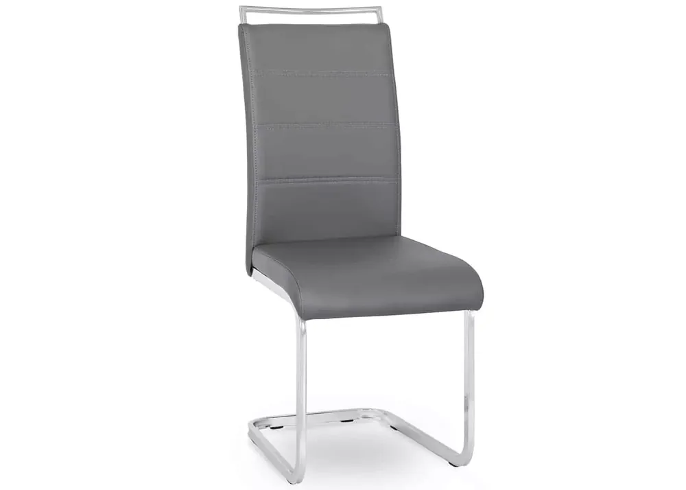 Nowoczesne krzesło Utiel z ekoskóry o eleganckim designie i chromowanych płozach Darmowy zwrot