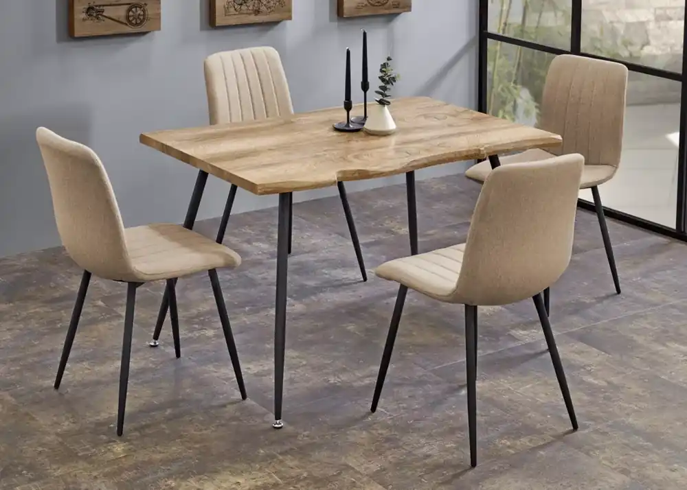 Dostępne od ręki Prostokątny stół Norvik 120x80 cm z blatem z okleiny MDF i nogami czarnymi metalowymi do kuchni