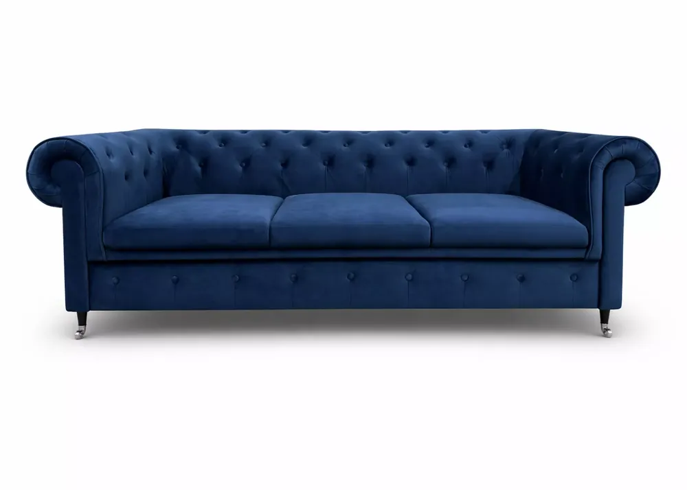 Darmowy zwrot (Wyprzedaż) Sofa Prima 3 osobowa, granatowy welur
