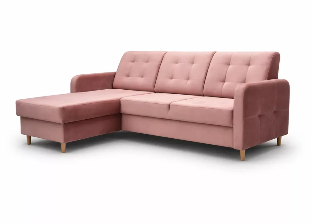 Wyjątkowa oferta (Wyprzedaż) Stylowy tapicerowany narożnik Pink, różowy welur