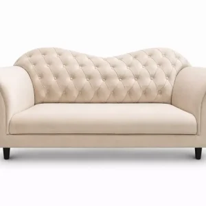 (Wyprzedaż) Elegancka tapicerowana sofa Vera, beżowy welur Ograniczona ilość