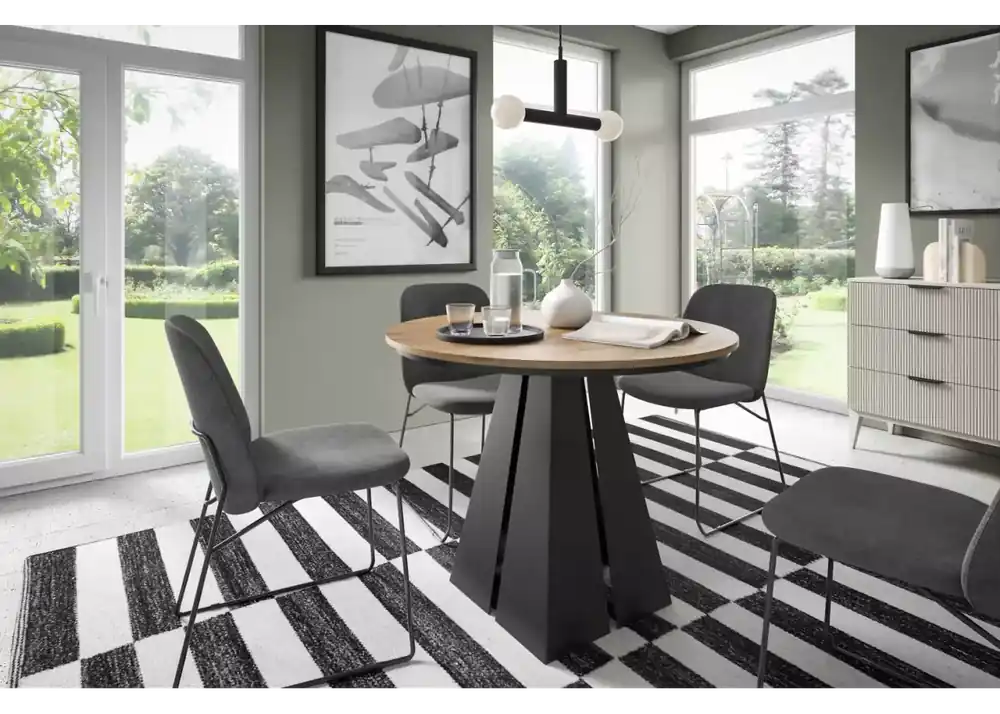 Hit sprzedaży Okrągły stół Solaris rozkładany 100/176 lub 120/196 cm loft stalowy stelaż