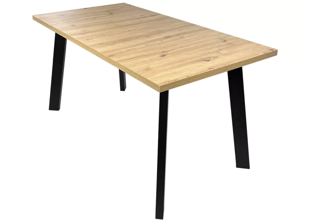 Stół rozkładany loftowy Verus 150–190 cm, blat laminowany, metalowe czarne nogi Wysoka jakość