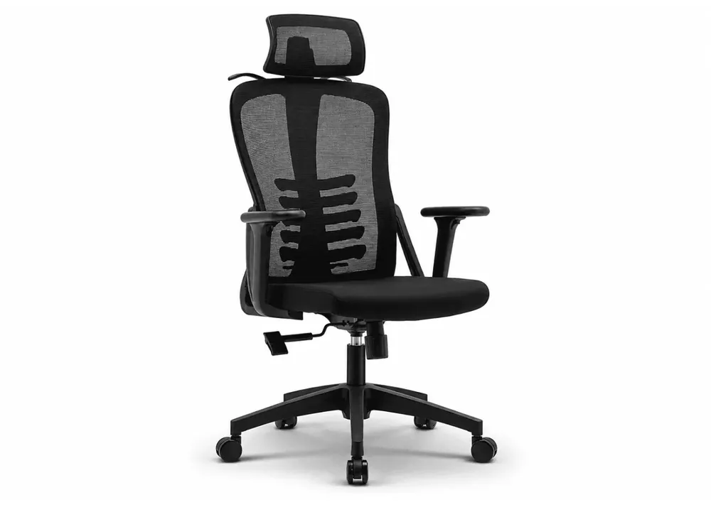 Wysoka jakość Ergonomiczny fotel burowy obrotowy Komoso – regulowany zagłówek, podłokietniki 3D