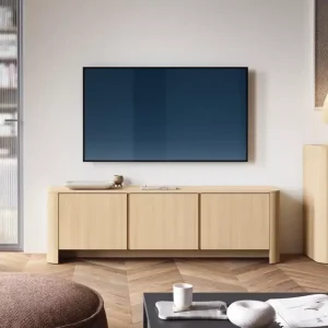 Dostępne od ręki Szafka RTV Solvero 3-drzwiowa dąb vicenza/kaszmir nowoczesna z systemem push to open