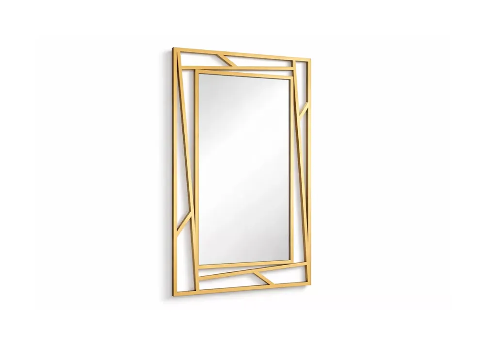 Dostępne od ręki Lustro ścienne w metalowej złotej ramie glamour